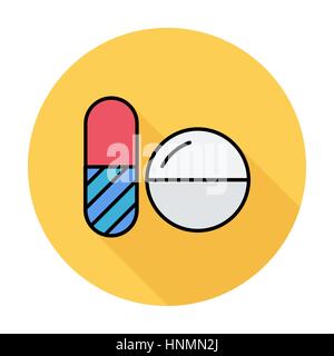 Pilules contraceptives. L'icône de couleur unique sur le cercle. Vector illustration. Illustration de Vecteur