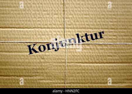 Berlin, Allemagne. 30 mai, 2016. ILLUSTRATION - l'image d'un forfait lié avec le mot 'Konjunktur" (situation économique), prise le 30.05.2016. L'expression "Konjunkturpaket' est le nom court pour deux paquets de stimuli économiques du gouvernement allemand. Forfaits économiques I et II pour les années 2009 et 2010 ont été d'une valeur d'environ 80 milliards d'euros. 40 millions de dollars qui a été mis de côté pour l'infrastructure publique, tandis qu'un autre 27 milliards de dollars a servi à réduire le fardeau fiscal à long terme. - Pas de service de fil - Photo : Sascha Steinach/dpa-Zentralbild/dpa | dans le monde d'utilisation/dpa/Alamy Live News Banque D'Images
