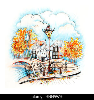 Vue sur la ville d'un canal à Amsterdam Banque D'Images