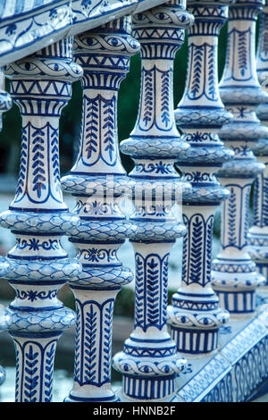 Balustrade, Plaza de España, Séville, Espagne Banque D'Images