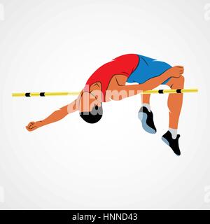 Résumé sportif sauts en hauteur sur un fond blanc. Vector illustration. Illustration de Vecteur