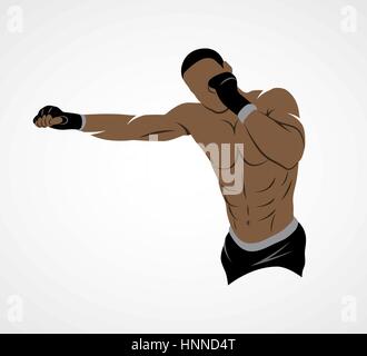 Pratiquant de combat abstrait sur un fond blanc. Vector illustration. Illustration de Vecteur