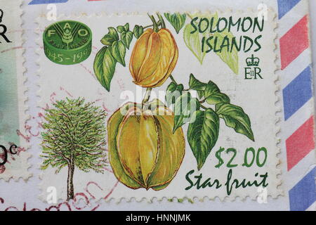 Timbres caramboles en provenance des Îles Salomon Banque D'Images