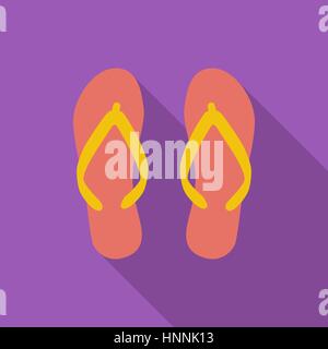 Chaussons de plage icône. Télévision avec l'icône des vecteur long shadow pour applications web et mobiles. Il peut être utilisé comme logo -, le pictogramme, l'icône, l'infographie Illustration de Vecteur