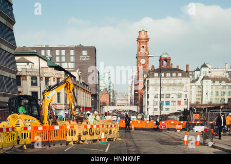 Travaux routiers à Manchester Oxford Road Banque D'Images