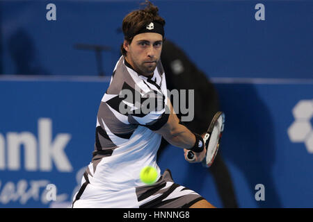 Sofia, Bulgarie - le 9 février 2017 : Nikoloz Basilashvili (photo) à partir de la Géorgie joue contre Dominic Thiem à partir de l'Autriche à l'occasion d'un match de Sofia Op Banque D'Images