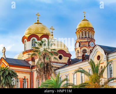 Nouvelle Athos,l'Abkhazie. Monastère de Saint Simon le Cananéen. Le monastère d'homme monastère orthodoxe. Banque D'Images