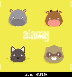 Cartoon animaux face Illustration de Vecteur