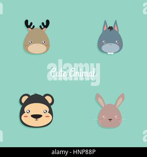 Visages animaux Cartoon Illustration de Vecteur