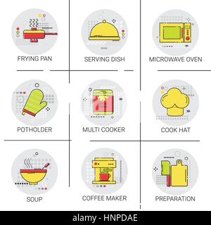 Des ustensiles de cuisine sur l'icône de la série d'appareils d'équipement Illustration de Vecteur