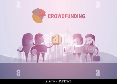 Groupe de gens d'affaires du Crowd Funding Concept de placement Illustration de Vecteur