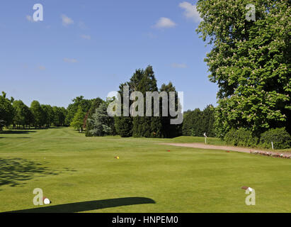 Vue sur le 1er trou sur John O'Gaunt le cours de la pièce en T, John O'Gaunt Golf Club Sandy Bedfordshire Angleterre Banque D'Images