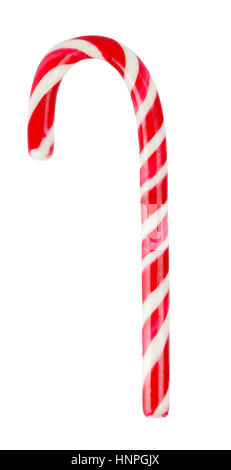 Décoration de Noël. Maison de vacances traditionnelle canne isolé sur blanc. Rayures rouge et blanc Candy Cane isolé sur un fond blanc. Noël peut Banque D'Images