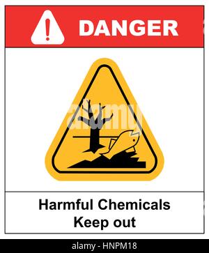 Pictogramme de danger du SGH en triangle jaune - produits chimiques nocifs garder hors dangereux pour l'environnement aquatique de détresse , danger , bannières vecteur isolé Illustration de Vecteur