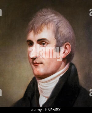 Le capitaine Meriwether Lewis. Meriwether Lewis et William Clark sont célèbres pour l'expédition de Lewis et Clark (Corps de la Découverte) de l'expédition, la première expédition américaine à traverser ce qui est maintenant la partie ouest des États-Unis. Ils ont quitté en mai 1804, à partir de près de Saint Louis , MO, faire leur chemin vers l'ouest par la ligne de partage des eaux de la côte du Pacifique. Photoreproduction d'un portrait de Charles Willson Peale, c.1807. Banque D'Images