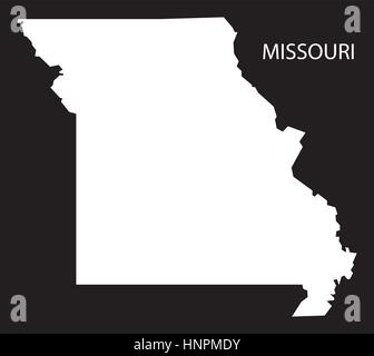 Missouri USA Map silhouette inversé noir Illustration de Vecteur