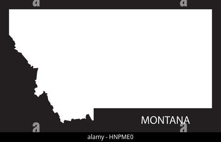 Montana USA Map silhouette inversé noir Illustration de Vecteur