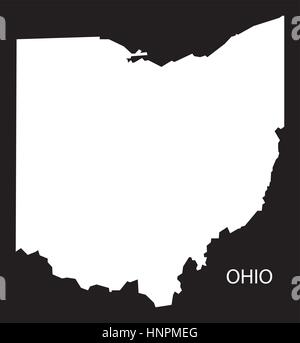 Ohio USA Map silhouette inversé noir Illustration de Vecteur