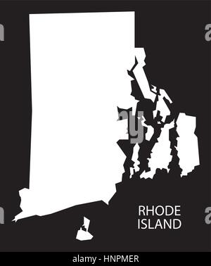 Rhode Island USA Map silhouette inversé noir Illustration de Vecteur