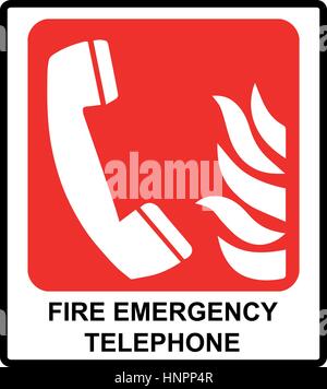 Téléphone d'urgence incendie vecteur d'icônes. Des signes d'évacuations. Appel d'urgence. Autocollant d'information dans les lieux publics Illustration de Vecteur