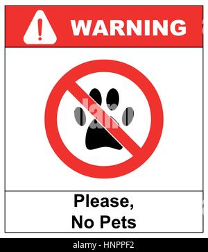 Les animaux domestiques ne sont pas admis. Animaux interdits vector illustration. aucun symbole d'interdiction de patte de chien. Illustration de Vecteur