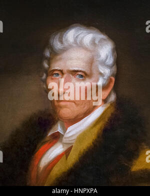 Daniel Boone (1734-1820), portrait par Chester Harding, huile sur toile, 1820. Daniel Boone était un célèbre pionnier américain et pionnier qui est devenu un héros populaire aux États-Unis Banque D'Images