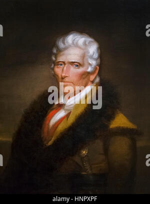 Daniel Boone (1734-1820), portrait par Chester Harding, huile sur toile, 1820. Daniel Boone était un célèbre pionnier américain et pionnier qui est devenu un héros populaire aux États-Unis Banque D'Images