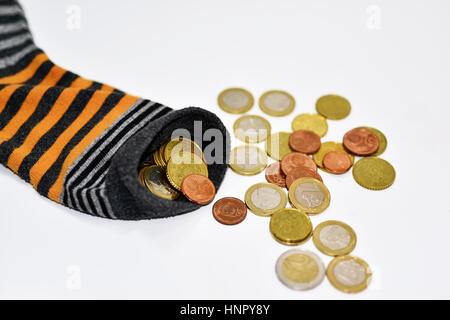 L'argent en chaussette. Composition abstraite Banque D'Images