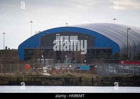 Une vue générale de la BBC Doctor Who Expérience dans la construction de la baie de Cardiff, Pays de Galles, Royaume-Uni. Banque D'Images