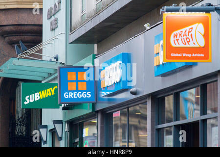 Sandwicheries en centre-ville Banque D'Images