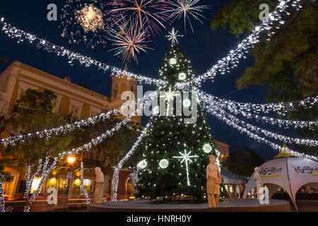 Décorations de Noël ALCALDIA CITY HALL PLAZA DE ARMAS OLD TOWN SAN JUAN PUERTO RICO Banque D'Images