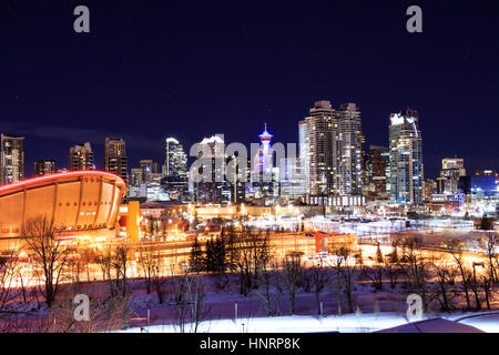 Nuit au centre-ville de Calgary Banque D'Images