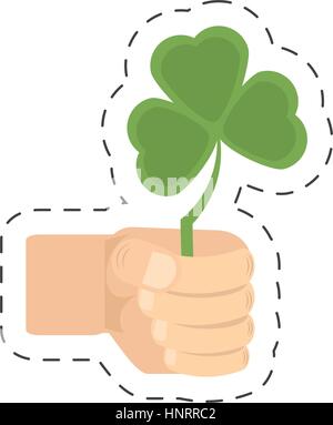 Cartoon hand holding shamrock St Patricks day illustration vecteur eps 10 Illustration de Vecteur