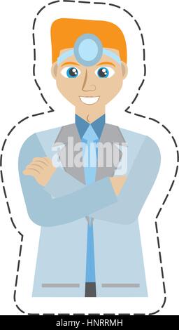 Caricature de l'homme médecin blonde tête miroir utilisateur vector illustration eps 10 Illustration de Vecteur