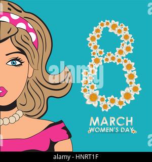 Heureux jour huit femmes fille beauté forme fleurs illustration vecteur eps 10 Illustration de Vecteur