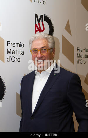 Turin, Italie. Feb 15, 2017. Designer automobile italien Giorgetto Giugiaro reçoit des bourses de carrière au Musée de l'Automobile de Turin Crédit : Marco Destefanis/Pacific Press/Alamy Live News Banque D'Images