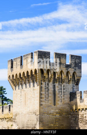 La tour de défense, une partie de la section sud des remparts de la ville médiévale fortifiée d'Avignon, France Banque D'Images