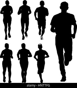 Jeu de silhouettes. Coureurs sur sprint, les hommes. vector illustration Illustration de Vecteur