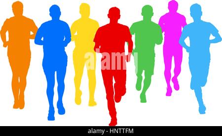 Jeu de silhouettes. Coureurs sur sprint, les hommes. vector illustration Illustration de Vecteur