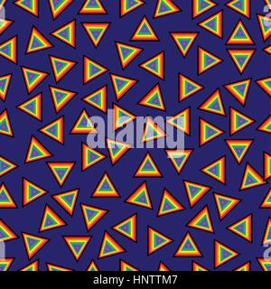 Modèle sans couture avec géométriques triangles dans les commandes mixtes de couleur arc-en-ciel plus bleu noir image artistique abstrait moderne d'arrière-plan Illustration de Vecteur