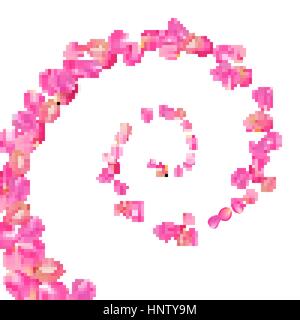 Spirale de flying sakura pétales. Vecteur réaliste pétales roses sur fond blanc. Illustration de Vecteur