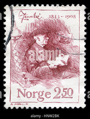 Timbre cachet de la Norvège publié en 1983 Banque D'Images