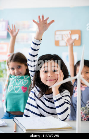 Pour l'apprentissage de la classe en mains des moulins à vent Banque D'Images