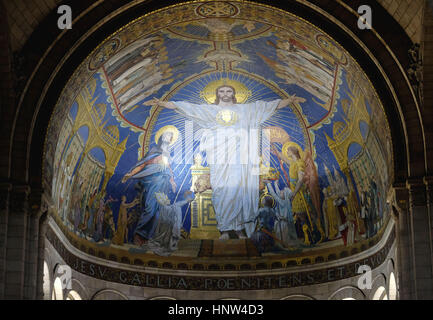 France, Paris, Montmartre, la basilique du Sacré-Cœur, conçu par l'architecte Paul Abadie et achevé en 1914. Banque D'Images