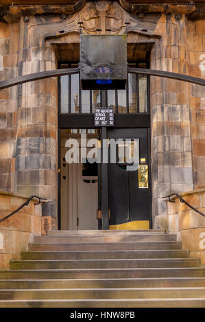 Plus de détails sur l'extérieur de la Glasgow School of art par Charles Rennie Mackintosh, avant l'incendie. Banque D'Images