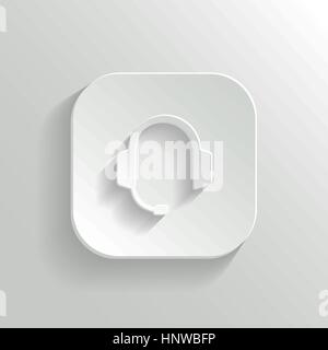 Écouteurs avec microphone - vector icône bouton app blanc avec ombre Illustration de Vecteur