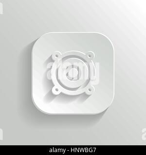 Icône de haut-parleur audio - vector app blanc bouton avec ombre Illustration de Vecteur