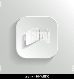 L'icône du foie - vector app blanc bouton avec ombre Illustration de Vecteur