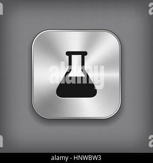 Équipement de laboratoire - vector icône bouton app métal avec ombre Illustration de Vecteur