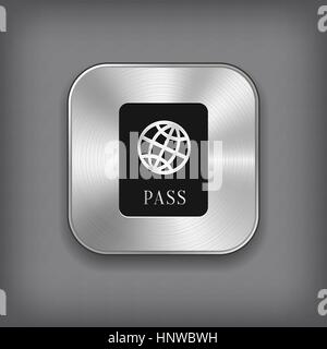 L'icône de passeport - vector metal bouton app avec ombre Illustration de Vecteur